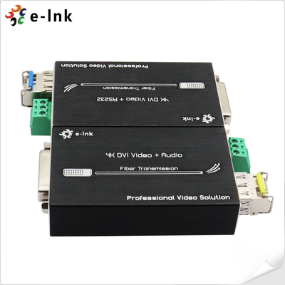 OEM Mini 4K 60HZ DVI Fiber Optic Extender With RS232 Data LC Connector Up To 80KM