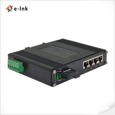 Industrial 4-Port Fast Ethernet + 1-Port Fiber Switch -40~80°C DIN-Rail
