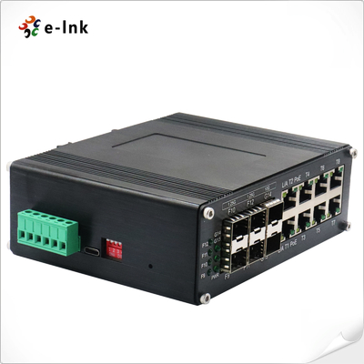 Industrial L2+ Managed Ethernet Switch 8 802.3at PoE + 4 X 1G SFP + 2 X 10G SFP+