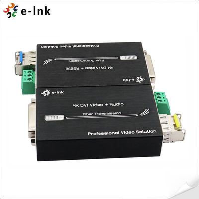 4K DVI Fiber Extender Uncompressed Signal 80km Range RS232 Control Anti-Interference