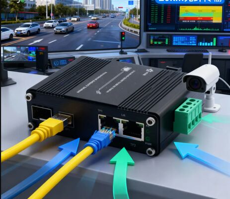 Mini Industrial SFP to 2xGigabit Ethernet Media Converter -40~75°C