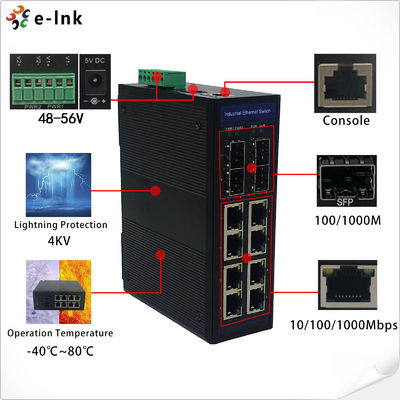 100/1000X SFP FCC Industrial Managed PoE Switch 8 Port 10/100/1000T 802.3at