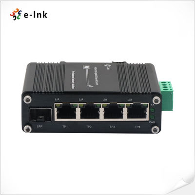 Mini Endüstriyel 4 Portlu SFP Gigabit Ethernet Değiştiricisi 12~48VDC Güç Girdi DIN Demiryolu ve Duvar Montajı