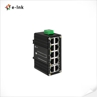 Endüstriyel 10 Port Gigabit PoE Switch 8 PoE+ Portu 240W Toplam Bütçe Geniş Voltaj 12-48VDC IP40 Metal Kasa -40℃ ila 80℃ Çalışma Sıcaklığı